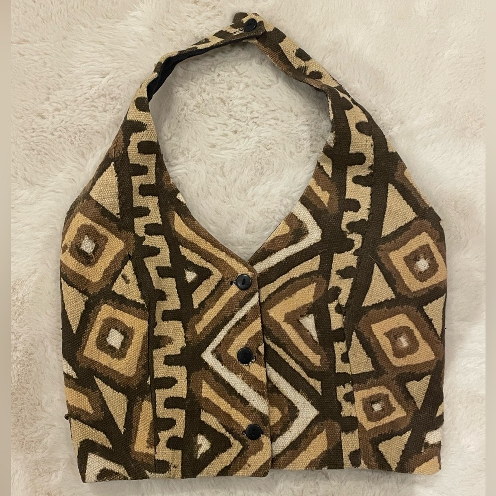 Cute Woven button up halter Vest